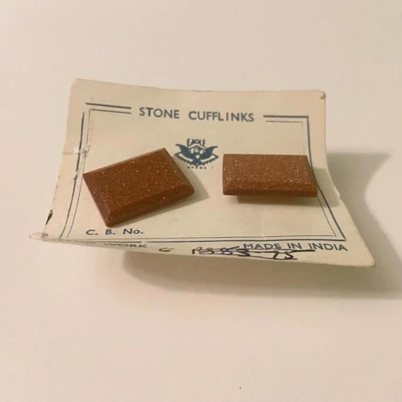 Vintage Lot of 2 Stone Cuff Links Eagle Hand Made in India - Picture 12 of 14